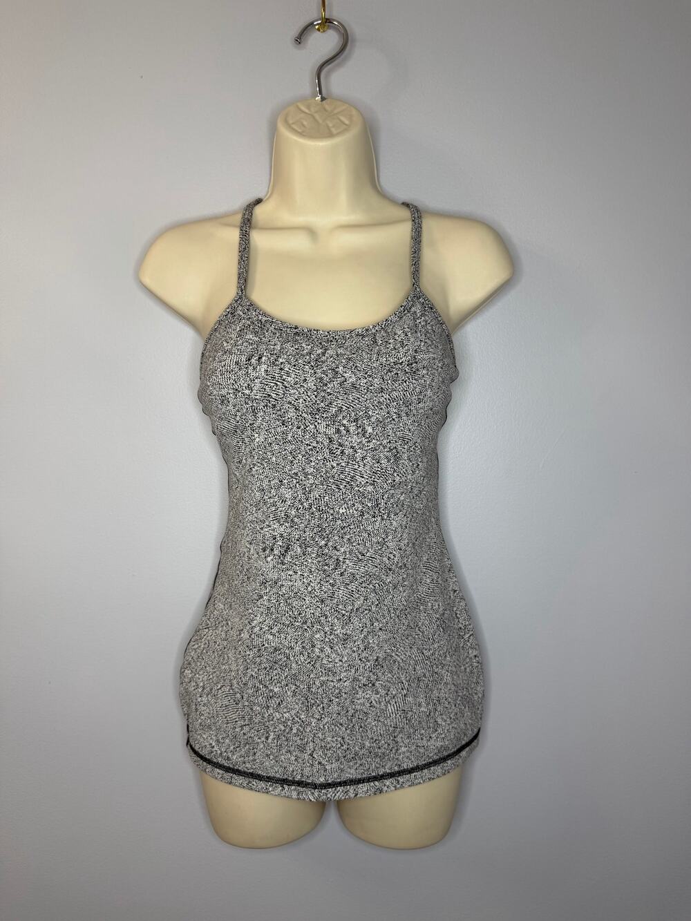Lululemon Power Y Racerback Tank Top Women's Spray Jacquard Black Sz 4